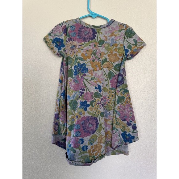 LuLaRoe Scarlett Dress Size 2T Gray With Floral Print Short Sleeve - Picture 4 of 6